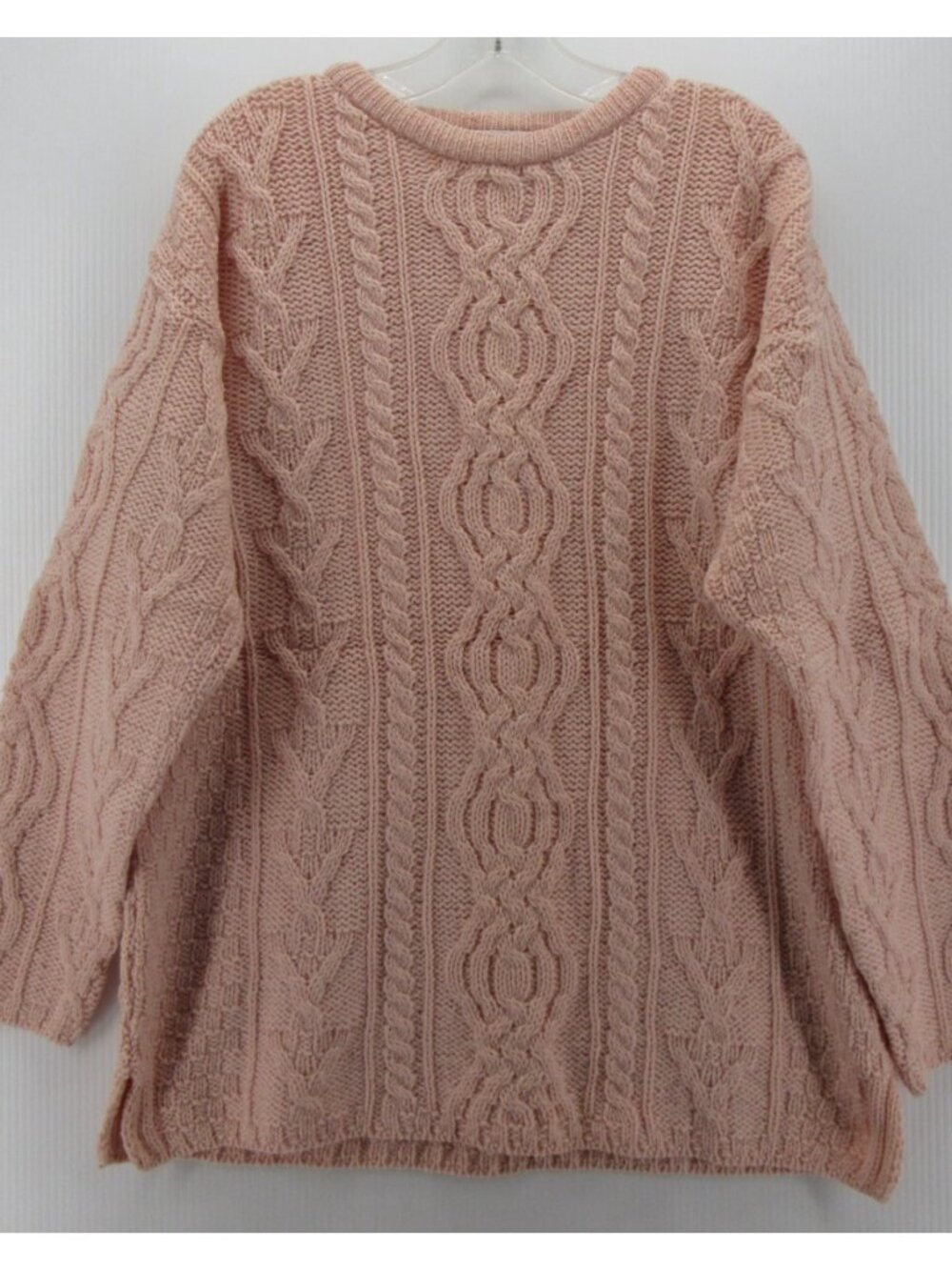 Aran Crafts Sweater Large Merino Wool Fisherman Cable Knit Ireland *